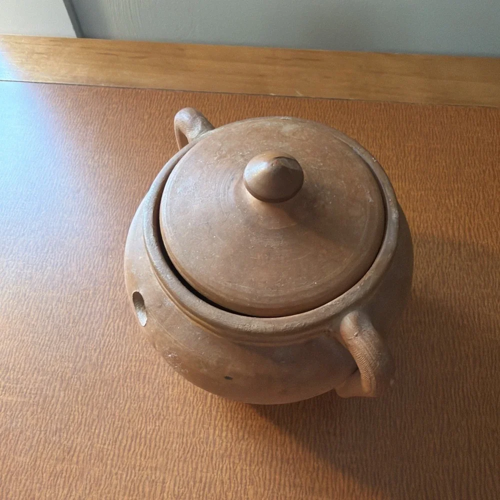 Vtg Himark Made In Italy Terracotta Garlic Keeper Jar Great Patina Signed 5